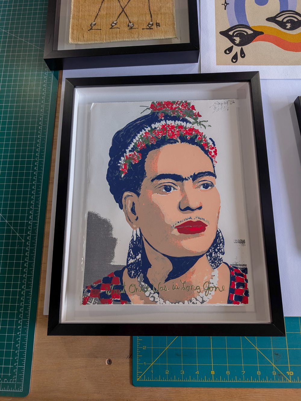 Frida Kahlo inspired painting in a float frame